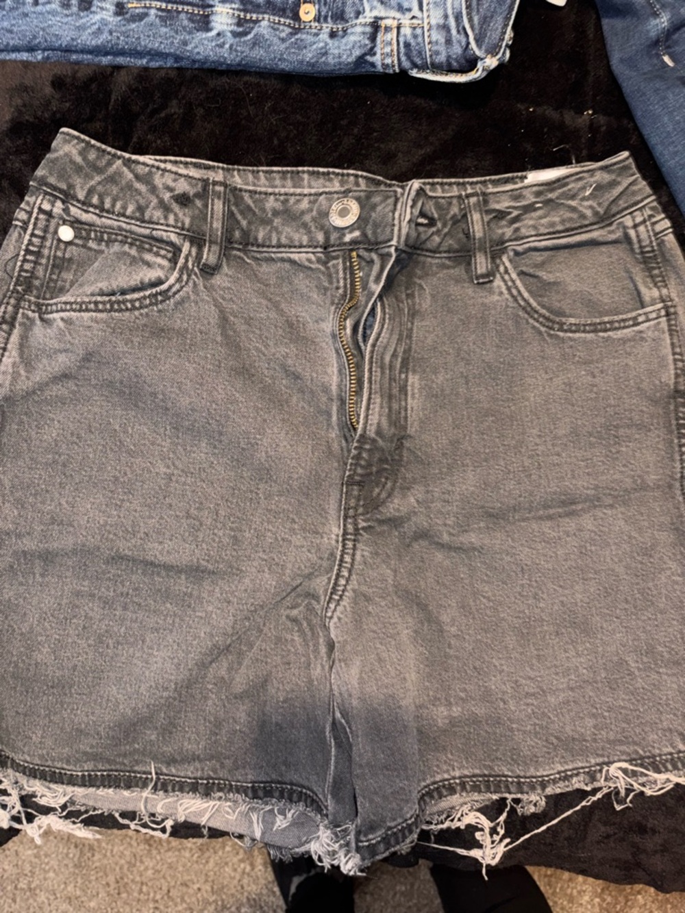 H&M Gray/Washed Black Denim Jean Shorts